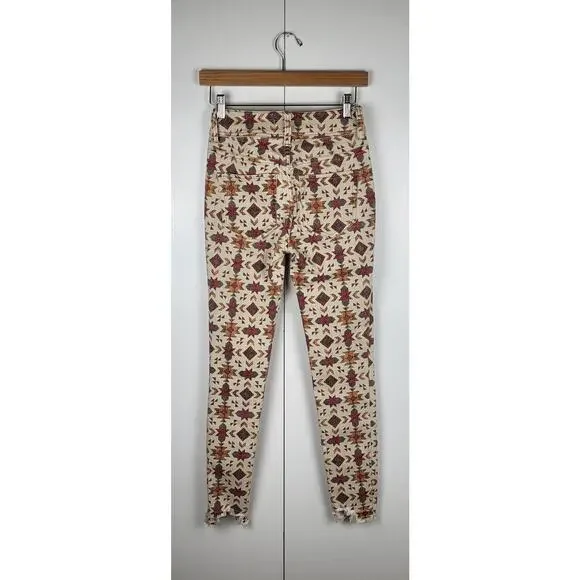 NWOT Free People We The Wild Child Printed Skinny Jeans Raw Hem | Size 25 - Picture 3 of 15